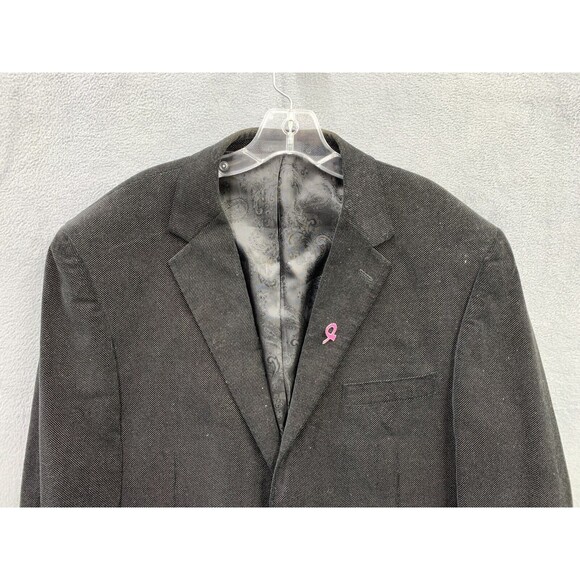 Andrew Fezza ASSETS  Velour Two Button Blazer Mens Size  46L Black Notch Vented - Picture 11 of 16